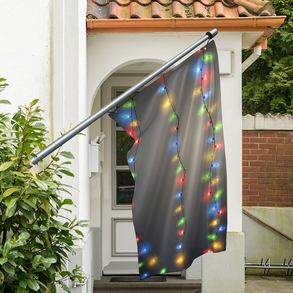 Colorful Christmas String Lights Print Polyester Flag