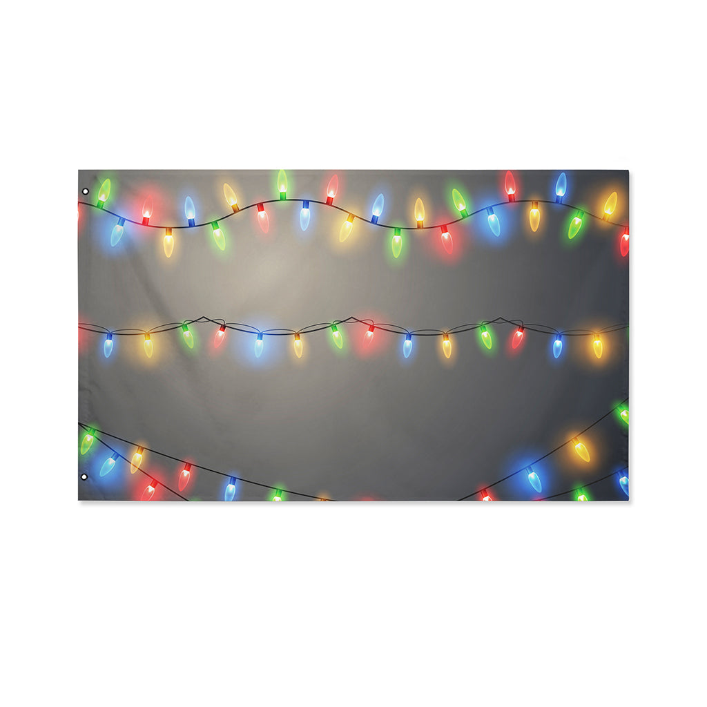 Colorful Christmas String Lights Print Polyester Flag