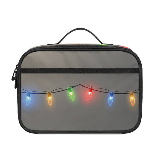Colorful Christmas String Lights Print Portable Lunch Bag