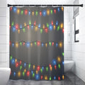 Colorful Christmas String Lights Print Premium Shower Curtain