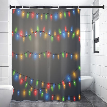 Colorful Christmas String Lights Print Premium Shower Curtain