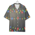 Colorful Christmas String Lights Print Rayon Hawaiian Shirt