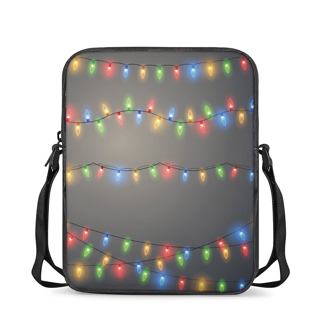 Colorful Christmas String Lights Print Rectangular Crossbody Bag