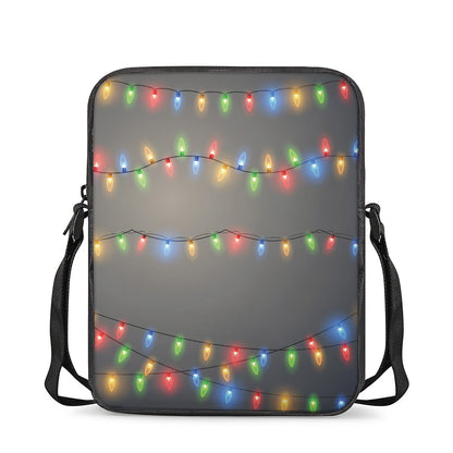 Colorful Christmas String Lights Print Rectangular Crossbody Bag