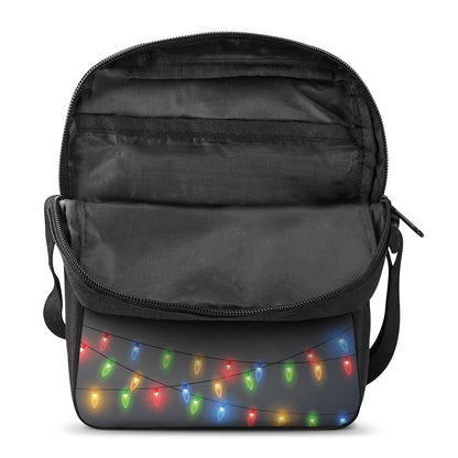 Colorful Christmas String Lights Print Rectangular Crossbody Bag