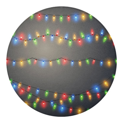 Colorful Christmas String Lights Print Round Blanket