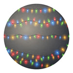 Colorful Christmas String Lights Print Round Blanket