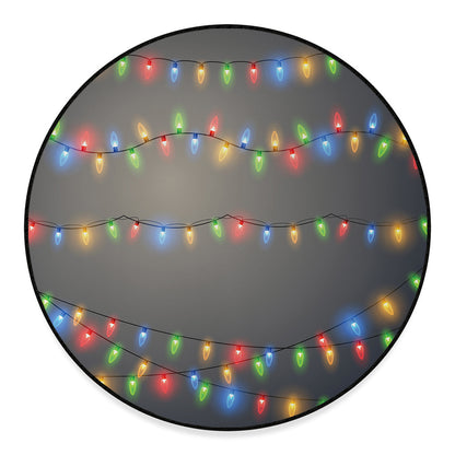 Colorful Christmas String Lights Print Round Floor Mat