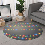 Colorful Christmas String Lights Print Round Rug