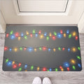 Colorful Christmas String Lights Print Rubber Doormat