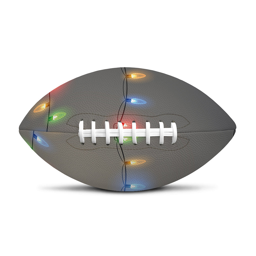 Colorful Christmas String Lights Print Rugby Ball