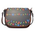 Colorful Christmas String Lights Print Saddle Bag