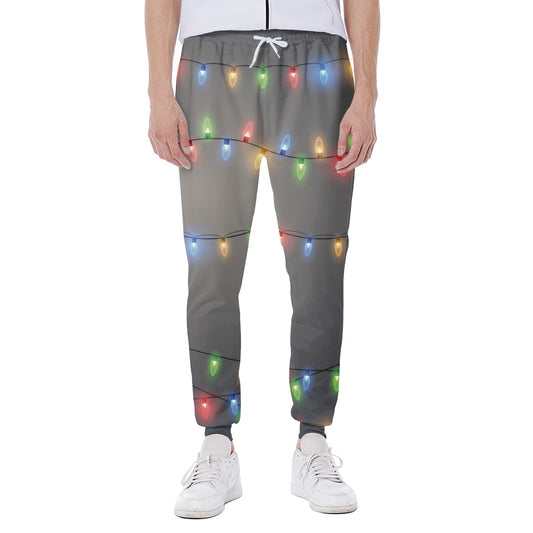 Colorful Christmas String Lights Print Scuba Joggers