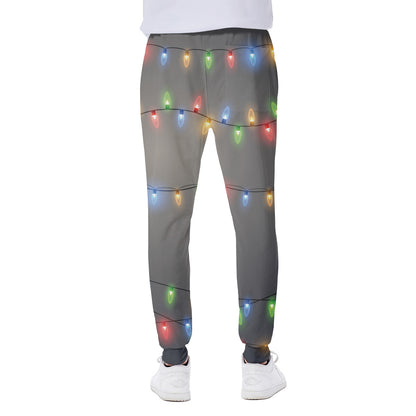 Colorful Christmas String Lights Print Scuba Joggers