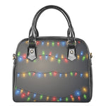 Colorful Christmas String Lights Print Shoulder Handbag