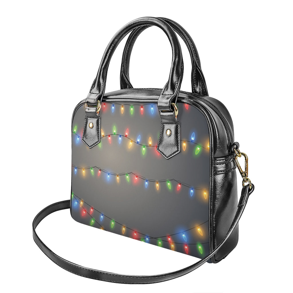Colorful Christmas String Lights Print Shoulder Handbag