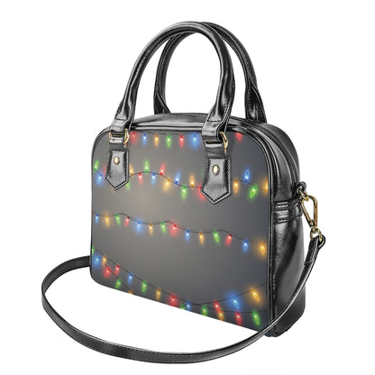 Colorful Christmas String Lights Print Shoulder Handbag