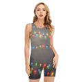 Colorful Christmas String Lights Print Sleeveless One Piece Swimsuit