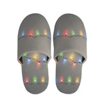 Colorful Christmas String Lights Print Slippers