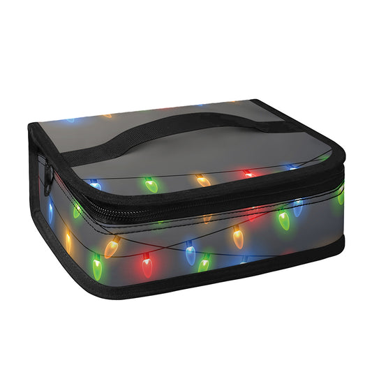 Colorful Christmas String Lights Print Small Lunch Bag
