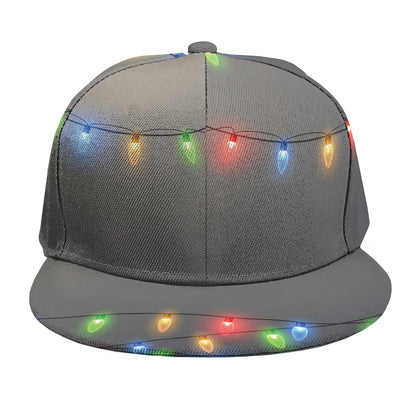 Colorful Christmas String Lights Print Snapback Cap