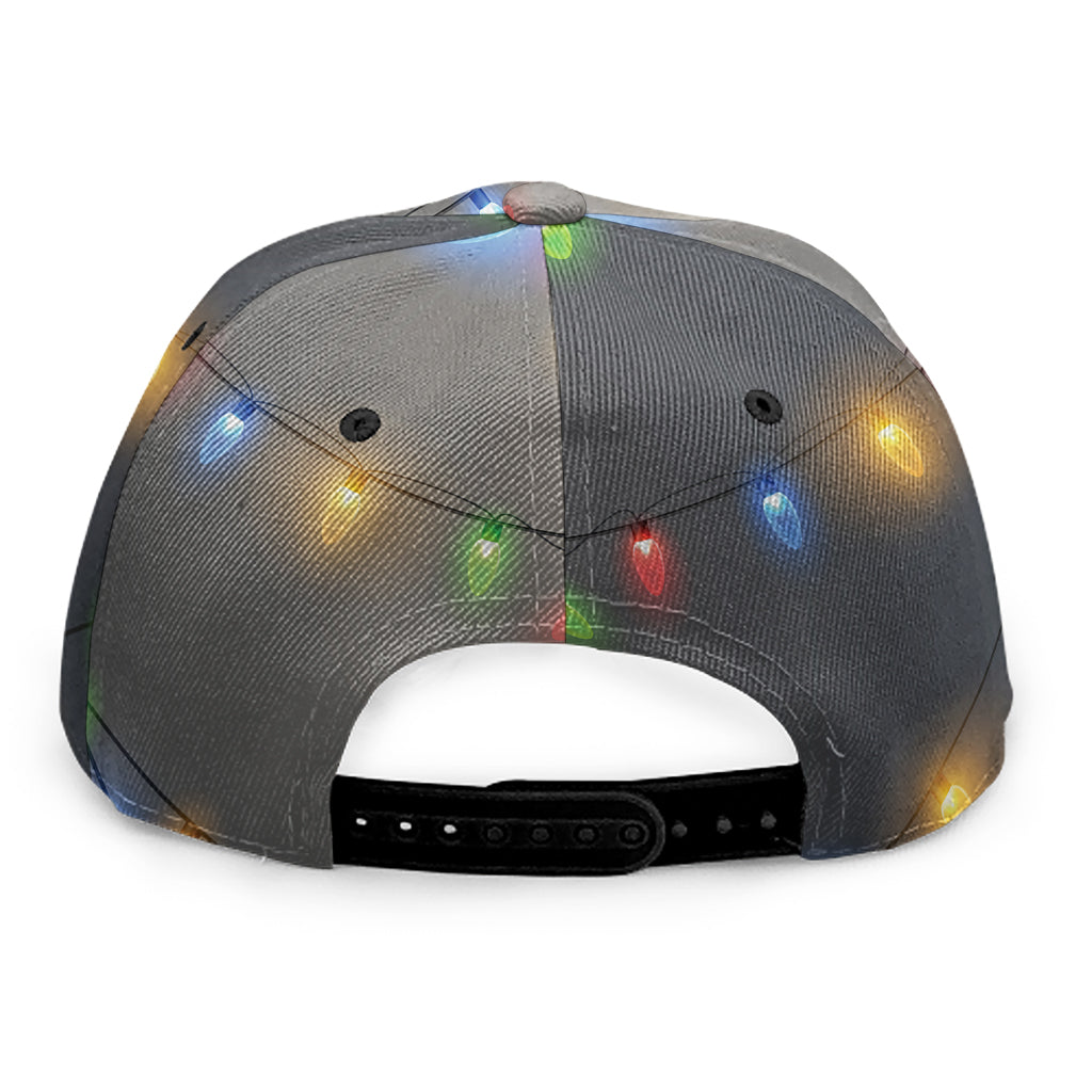Colorful Christmas String Lights Print Snapback Cap