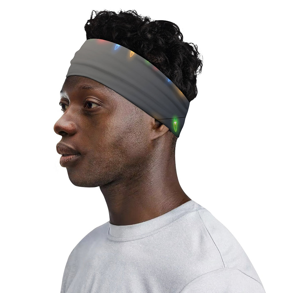 Colorful Christmas String Lights Print Sports Headband