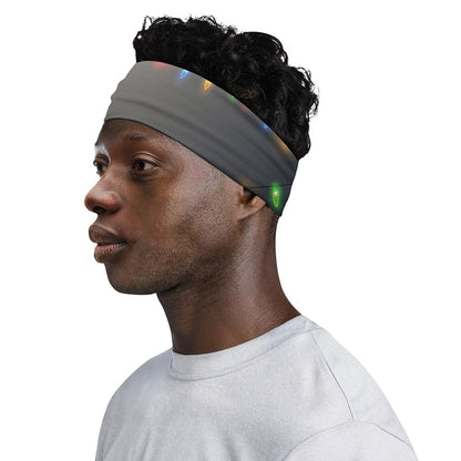 Colorful Christmas String Lights Print Sports Headband