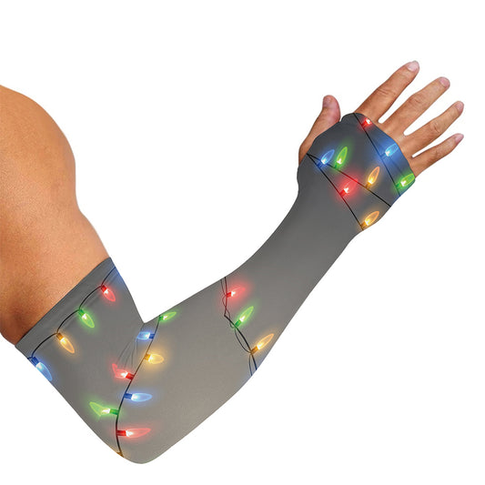 Colorful Christmas String Lights Print Sun Protection Arm Sleeves
