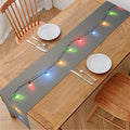 Colorful Christmas String Lights Print Table Runner
