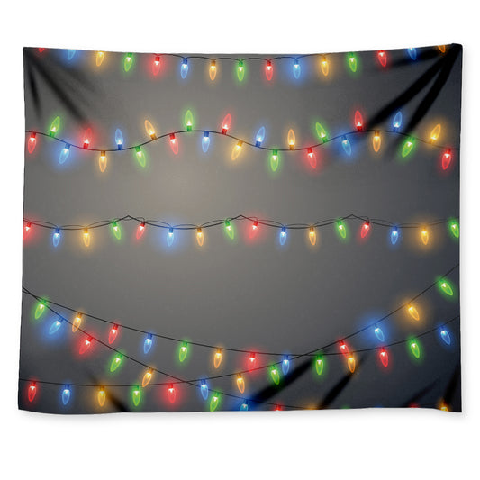 Colorful Christmas String Lights Print Tapestry