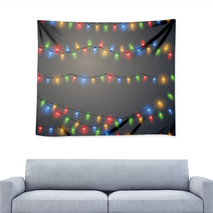 Colorful Christmas String Lights Print Tapestry