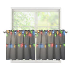 Colorful Christmas String Lights Print Tier Curtains