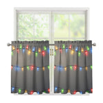 Colorful Christmas String Lights Print Tier Curtains