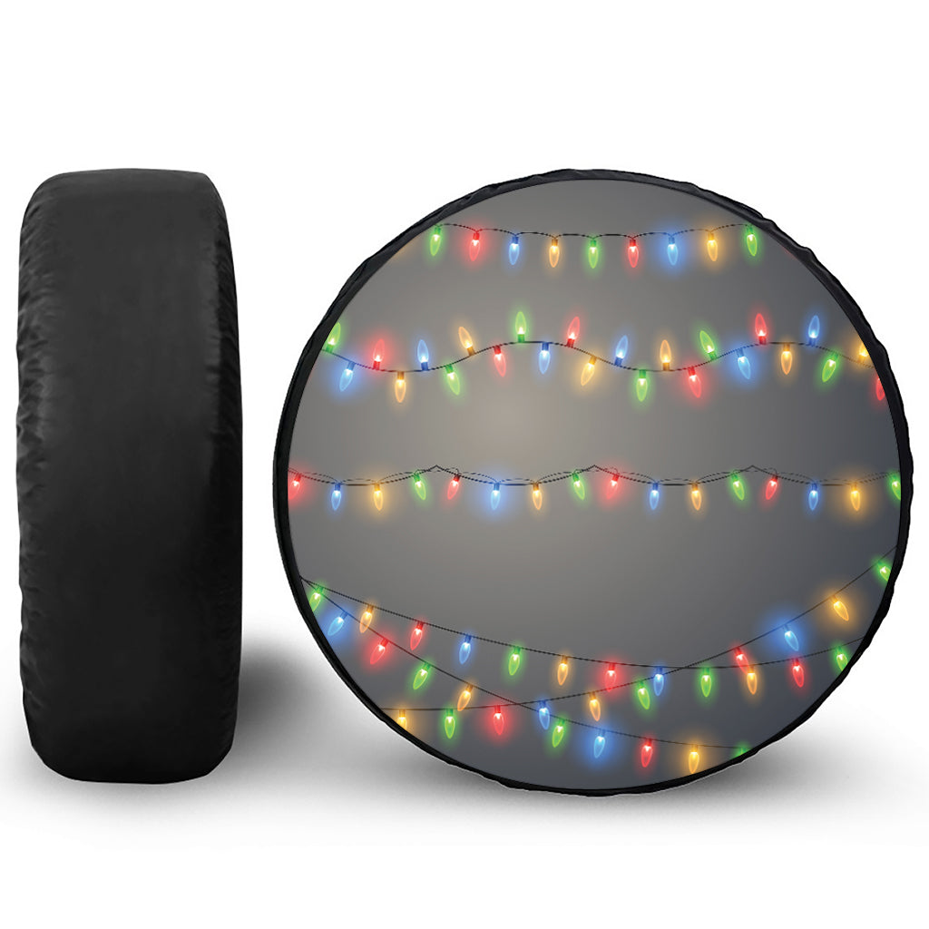 Colorful Christmas String Lights Print Tire Cover