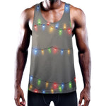 Colorful Christmas String Lights Print Training Tank Top