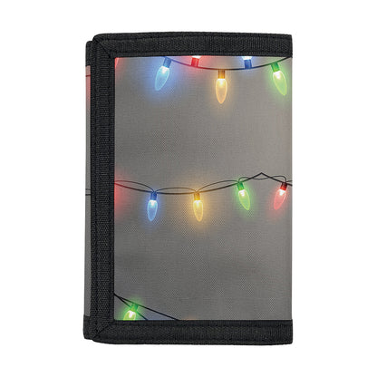 Colorful Christmas String Lights Print Trifold Wallet