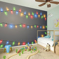 Colorful Christmas String Lights Print Wall Sticker