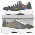 Colorful Christmas String Lights Print White Chunky Shoes