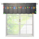 Colorful Christmas String Lights Print Window Valance