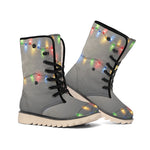 Colorful Christmas String Lights Print Winter Boots