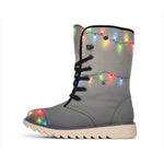 Colorful Christmas String Lights Print Winter Boots