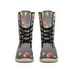 Colorful Christmas String Lights Print Winter Boots