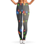Colorful Christmas String Lights Print Women's Leggings