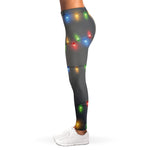 Colorful Christmas String Lights Print Women's Leggings