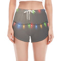 Colorful Christmas String Lights Print Women's Split Running Shorts