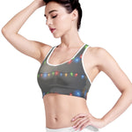 Colorful Christmas String Lights Print Women's Sports Bra