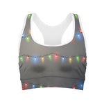 Colorful Christmas String Lights Print Women's Sports Bra