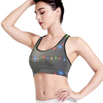 Colorful Christmas String Lights Print Women's Sports Bra