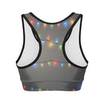 Colorful Christmas String Lights Print Women's Sports Bra